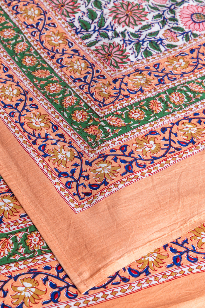Provincial Block Print Tapestry in Peach Sunflower