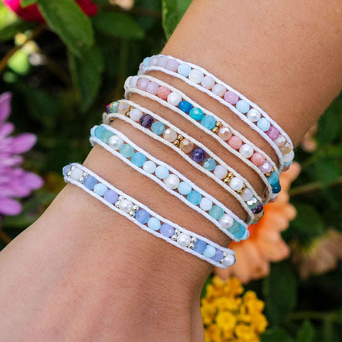 Sunbeam Healing Bracelet, wrapped on wrist with flowers