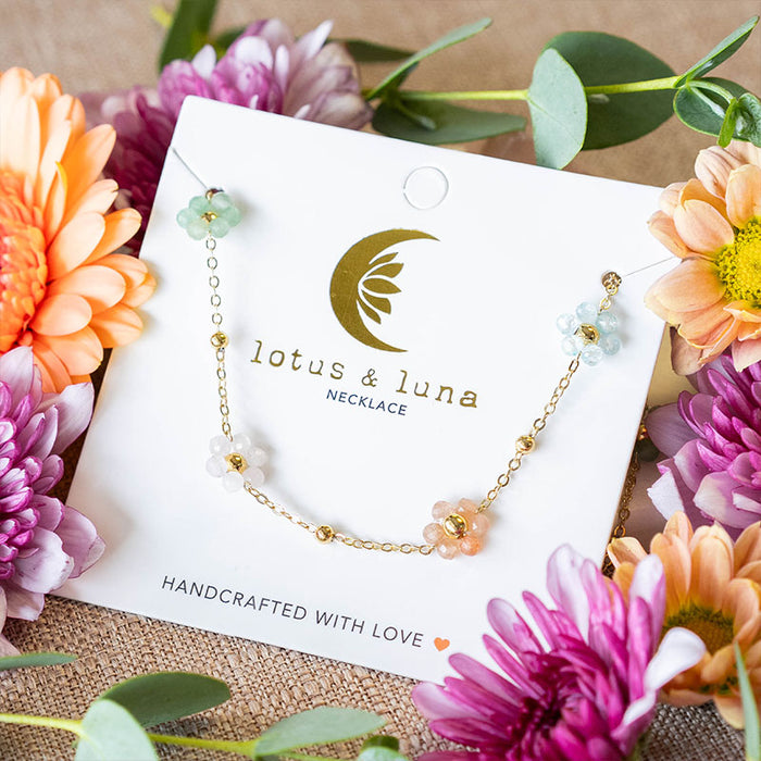 Superbloom Flower Necklace, on display card