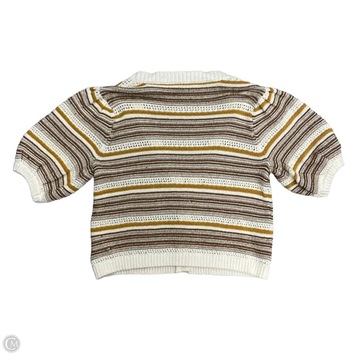 Sweater Cardigan By House Of Harlow In Brown & Cream, Size: L