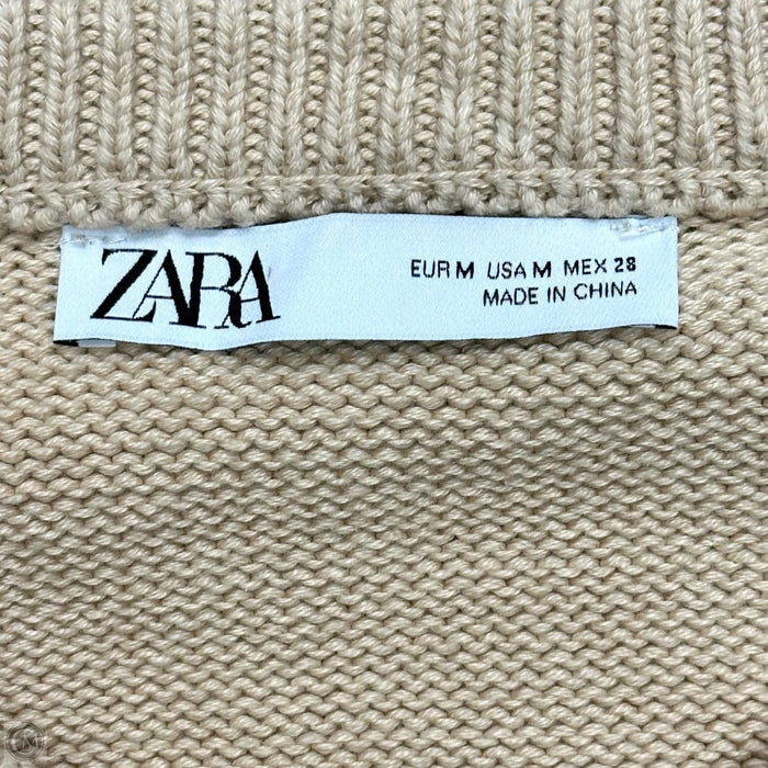 Sweater Cardigan By Zara In Tan, Size: M