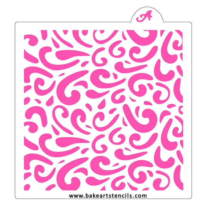 Swirly Lines Pattern Stencil bakeartstencil