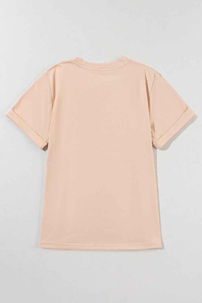 T-shirt décontracté uni à col rond kaki