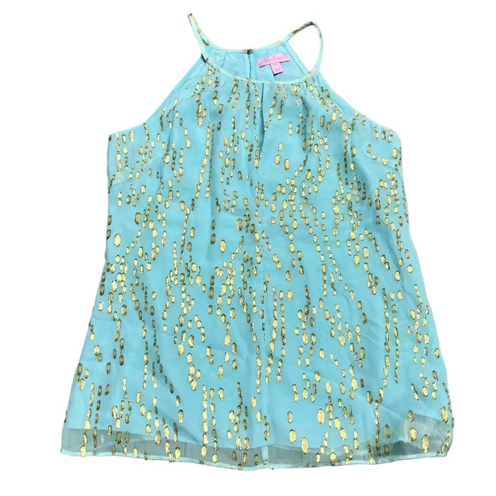 Tank Top Designer By Lilly Pulitzer In Blue & Gold, Size: Xs