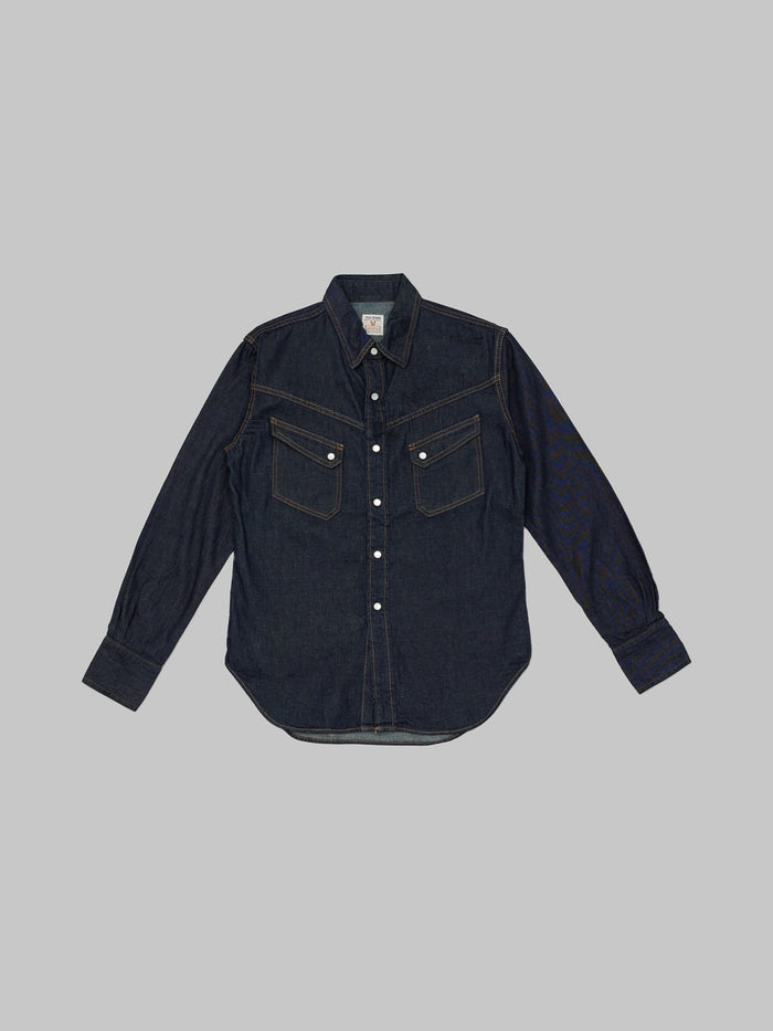 tcb jeans ranchman selvedge denim shirt front