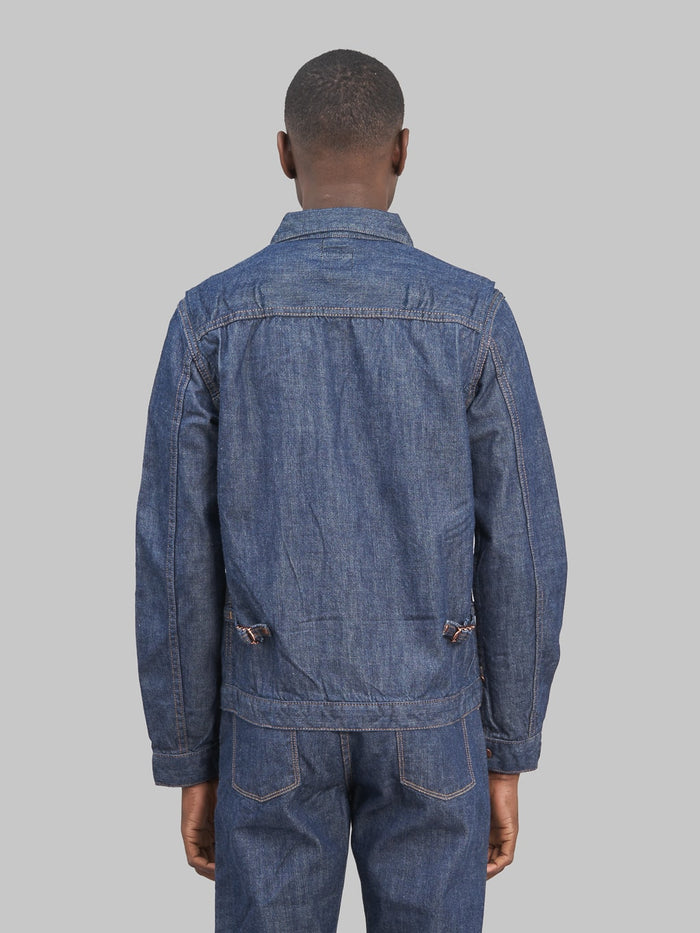 TCB Working Cat Hero selvedge denim Jacket model back fit