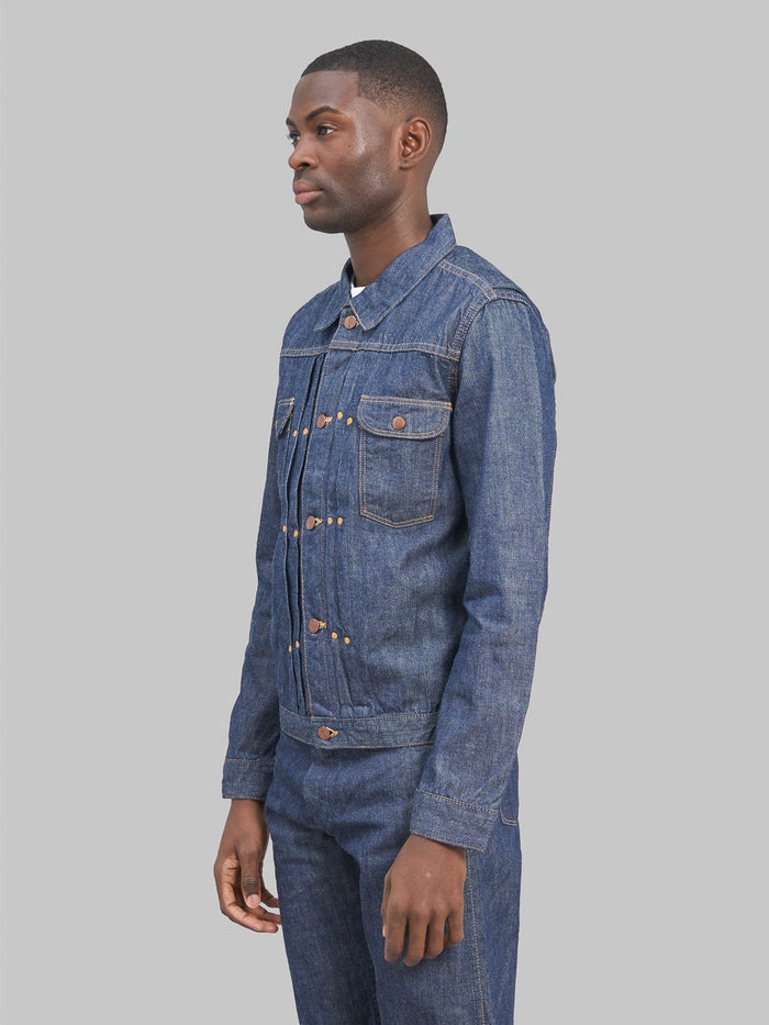 TCB Working Cat Hero selvedge denim Jacket model side fit