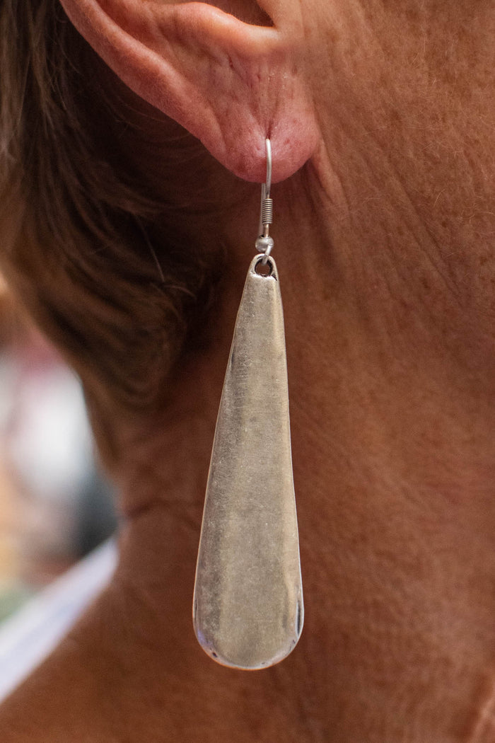 Teardrop Obelisk Zamak Earrings