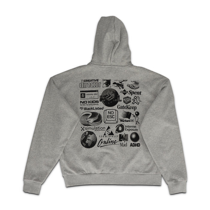 Terminally Online Grey Pullover Hoodie