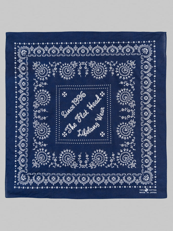 The Flat Head bandana cotton navy logo