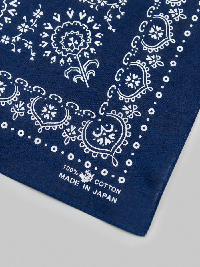 The Flat Head bandana cotton navy fabric detail