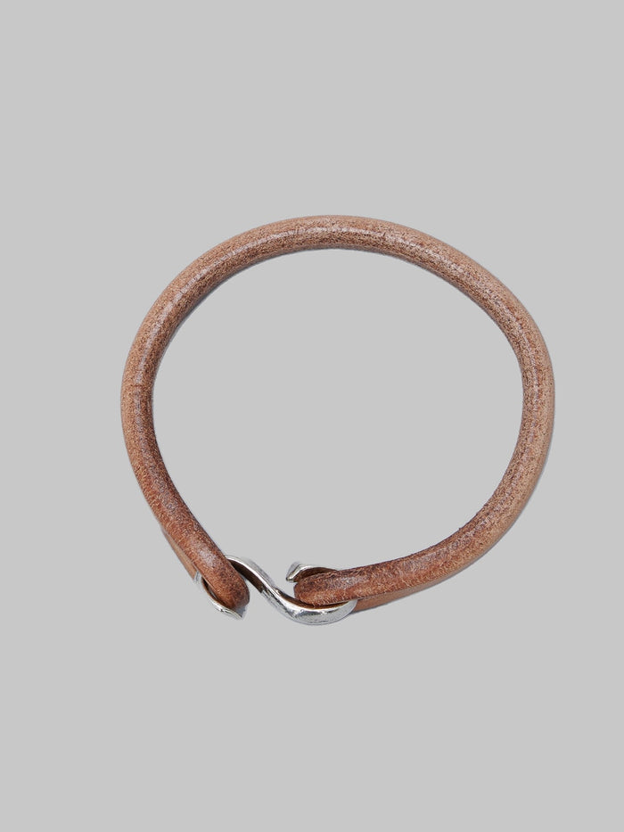 The Flat Head Leather Sterling Silver Bracelet Tan