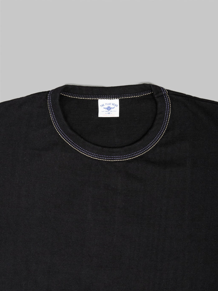 The Flat Head Loopwheeled Heavyweight Plain T-Shirt Black - Redcast Heritage Co.