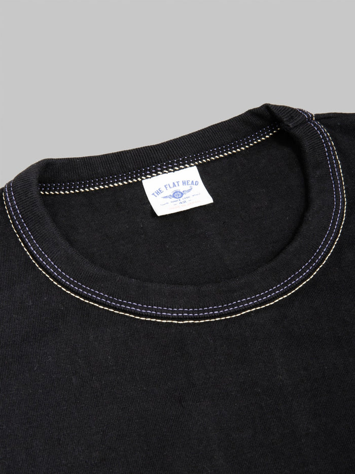 The Flat Head Loopwheeled Heavyweight Plain T-Shirt Black - Redcast Heritage Co.