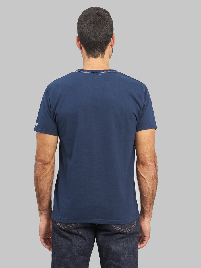 The Flat Head Loopwheeled Heavyweight Plain TShirt Navy model back fit