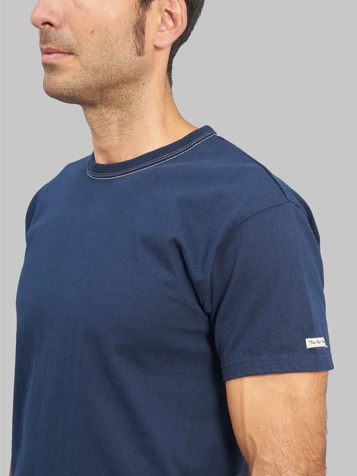 The Flat Head Loopwheeled Heavyweight Plain TShirt Navy details