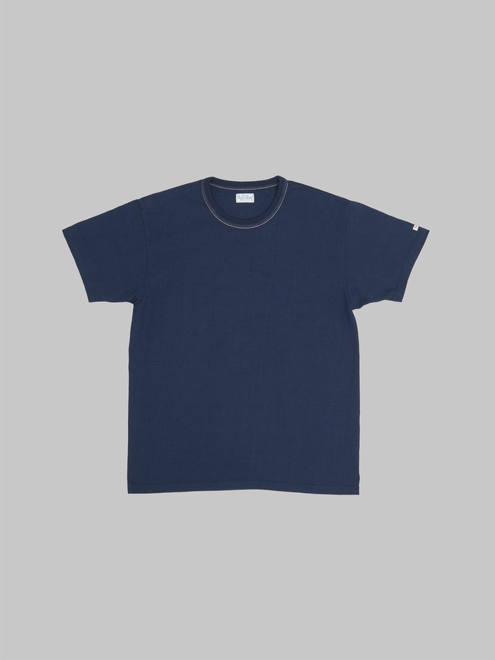 The Flat Head Loopwheeled Heavyweight Plain TShirt Navy front slim fit