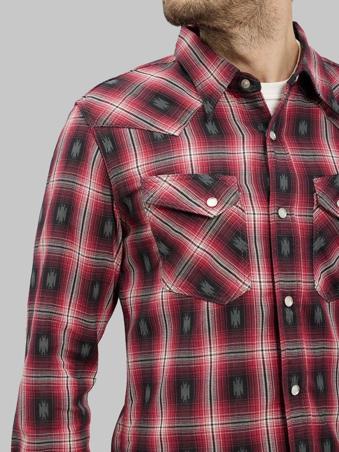 The Flat Head Native Check Western Shirt Red western style