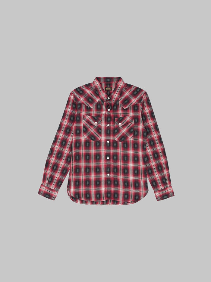 The Flat Head Native Check Western Shirt Red front