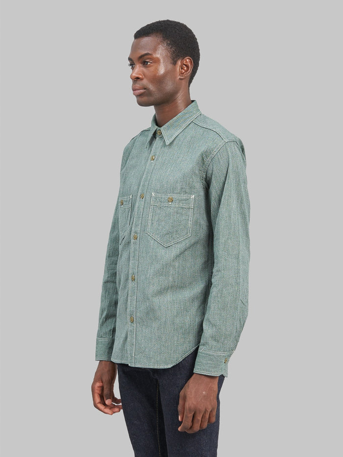 The Rite Stuff Atlas Salt and Pepper Work Shirt Sage side fit