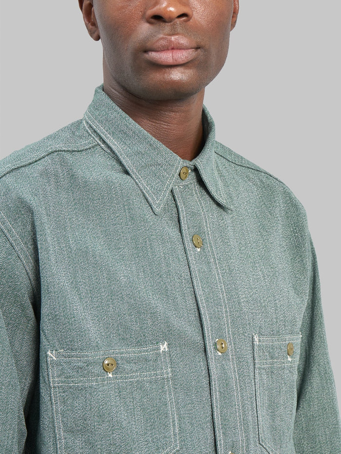 The Rite Stuff Atlas Salt and Pepper Work Shirt Sage chest