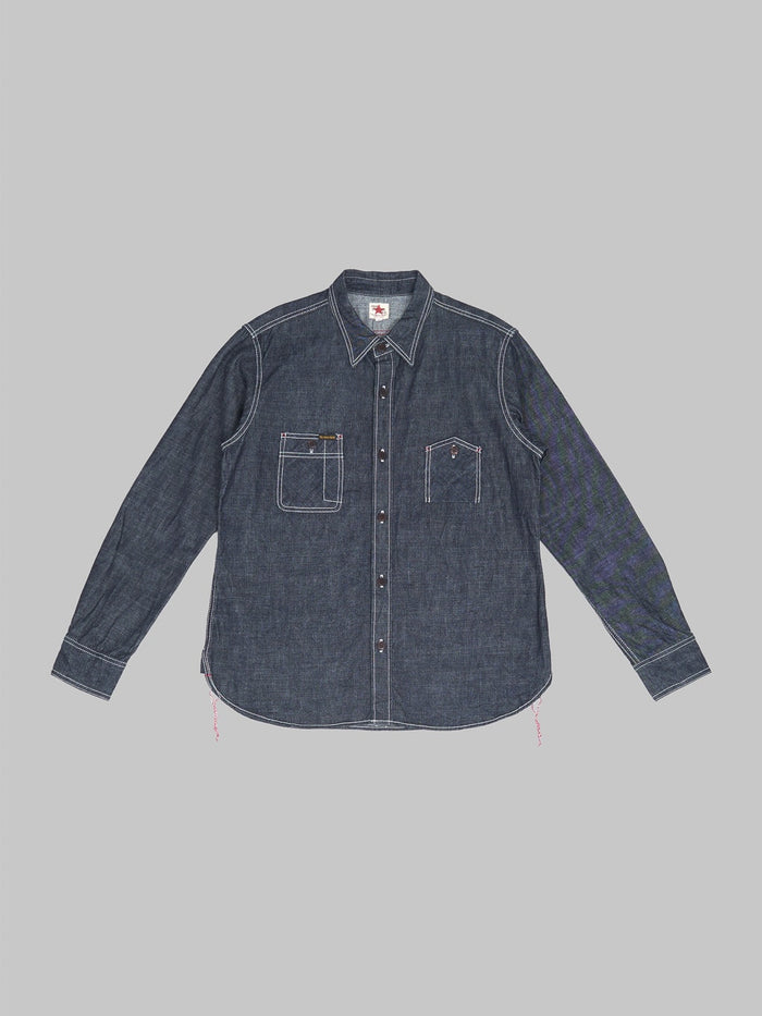 The Strike Gold Grey Slub Selvedge Denim Work Shirt front