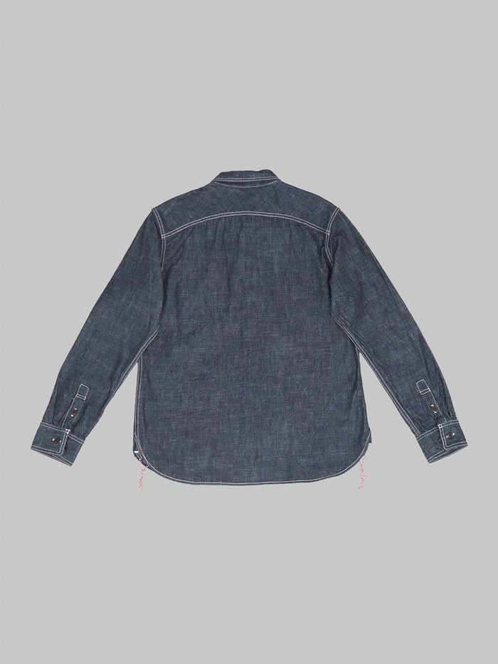 The Strike Gold Grey Slub Selvedge Denim Work Shirt back