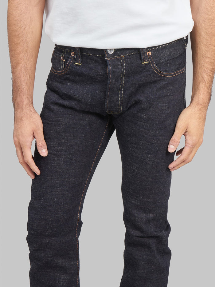 The Strike Gold 5109 15oz Slub Grey Weft Slim Tapered Jeans inseam