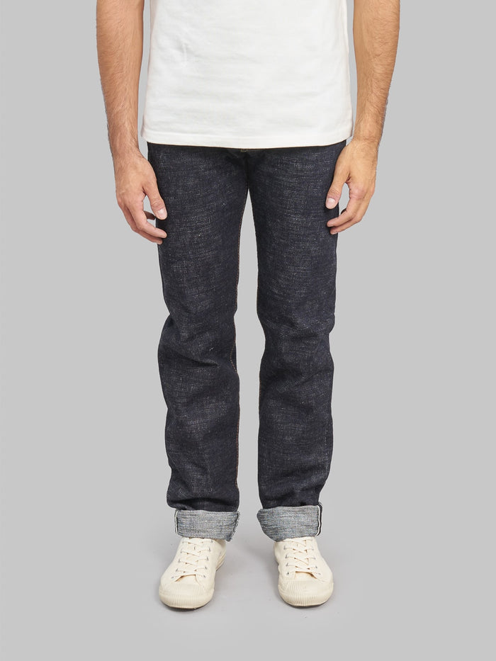 the strike gold 7104 ultra slubby straight tapered jeans front fit