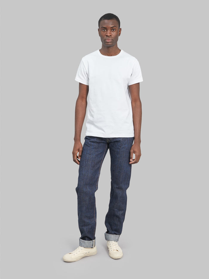 The Strike Gold 8104 Shower Slub straight tapered jeans fit