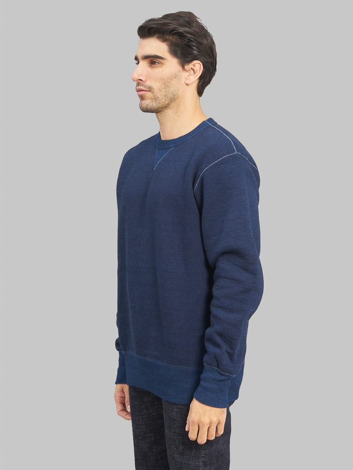 The Strike Gold Indigo Yarn Dyed Loopwheeled Sweatshirt side fit