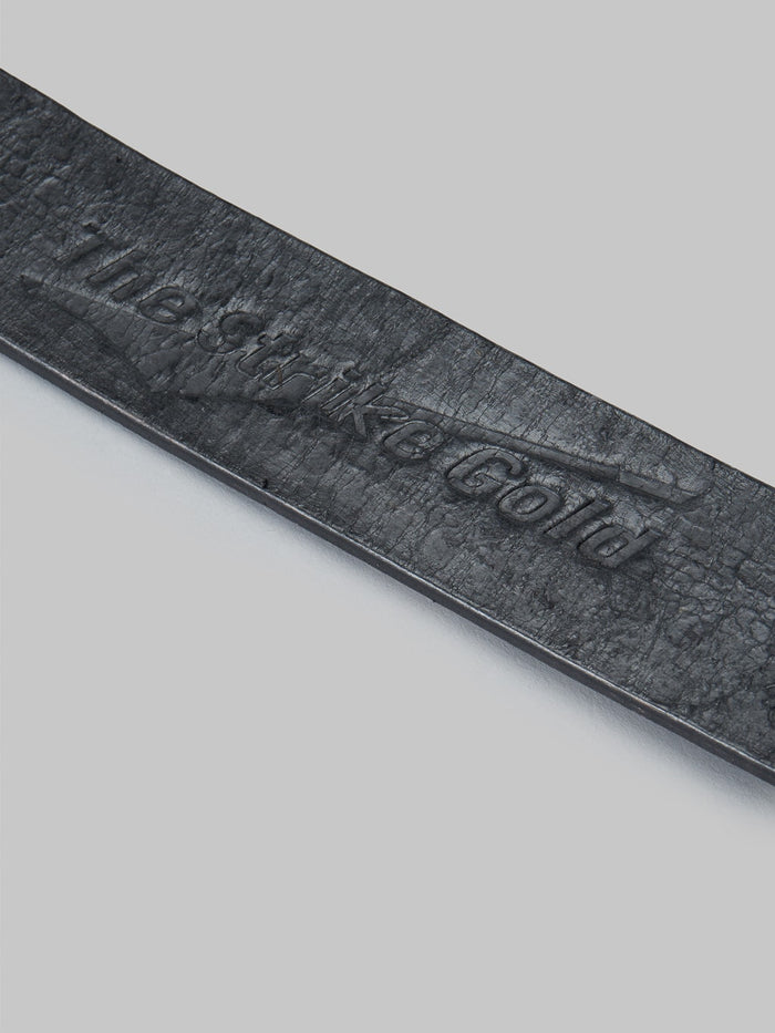 the strike gold leather black belt brand logo