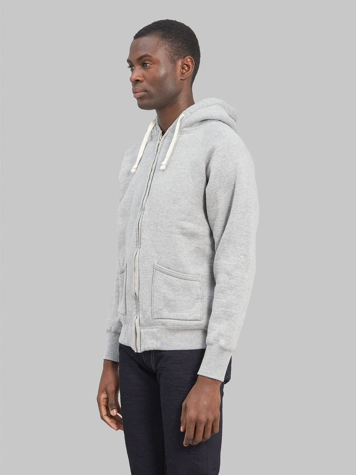 the strike gold loopweheeled zip hoodie grey side