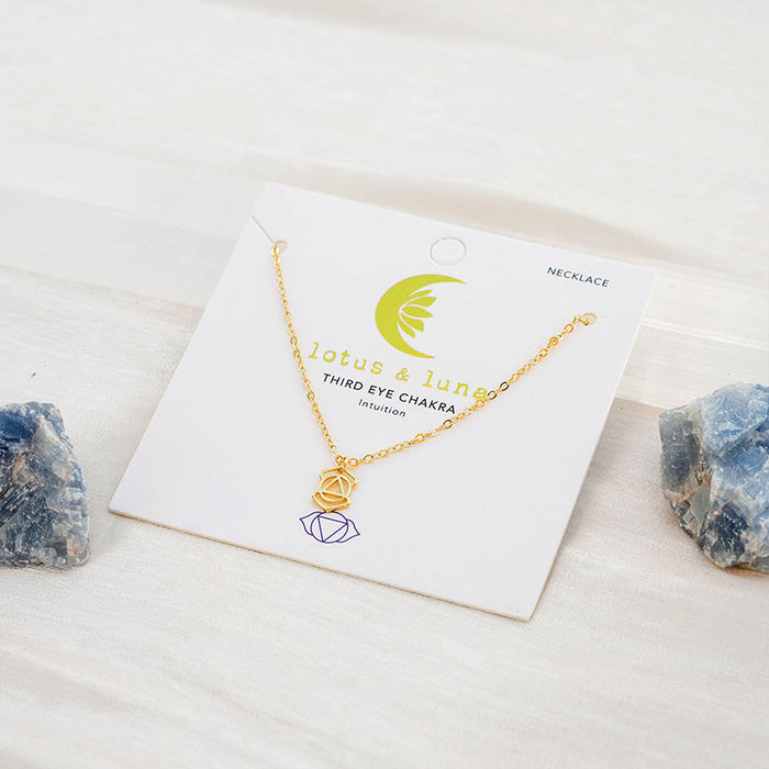 Third Eye Chakra Necklace, on brand card