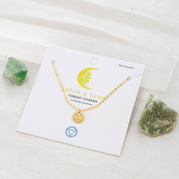 Throat Chakra Necklace, on brand card