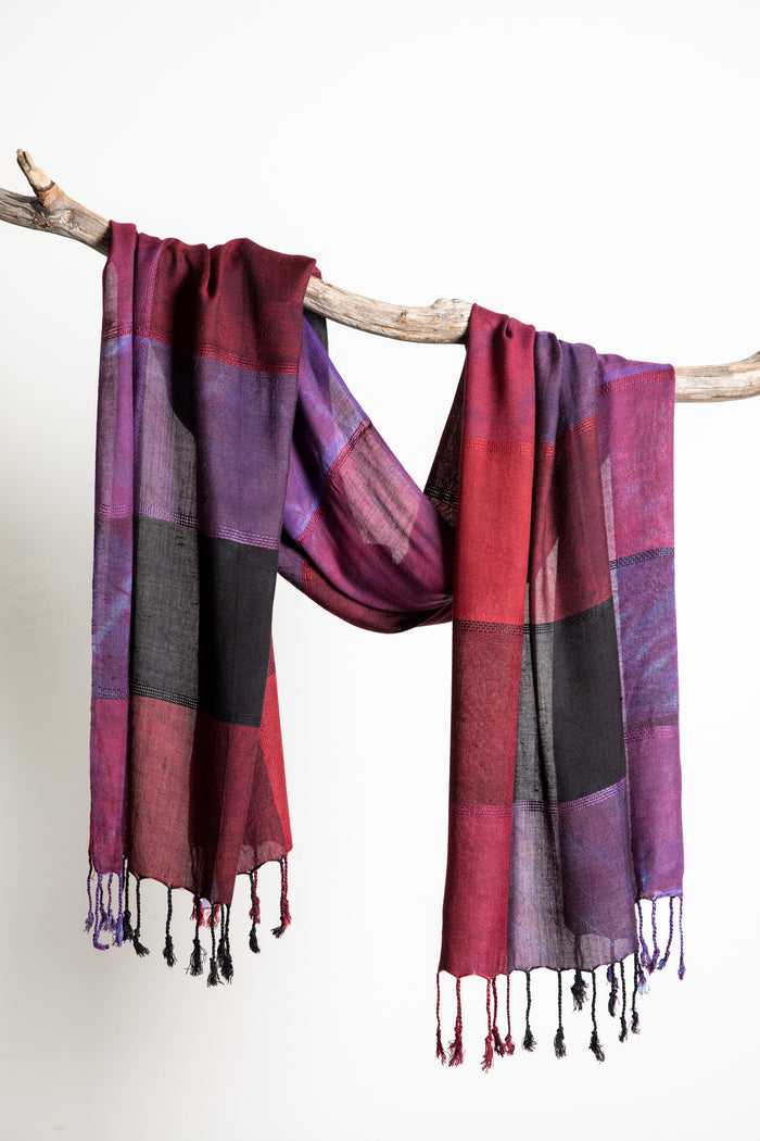 Tie Dye Colorblock Scarf in Purple