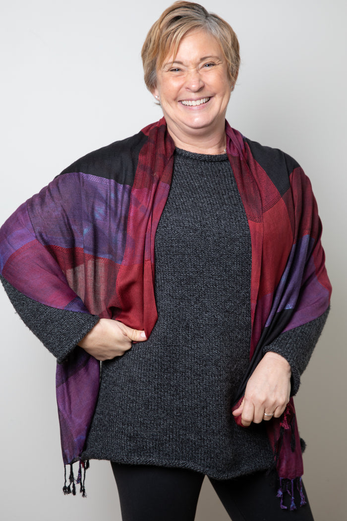 Tie Dye Colorblock Scarf in Red