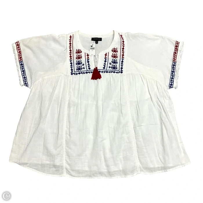 Top Long Sleeve By Lane Bryant In Blue Red & White, Size: 3x