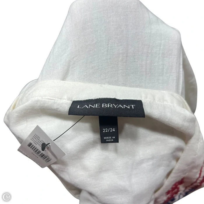 Top Long Sleeve By Lane Bryant In Blue Red & White, Size: 3x
