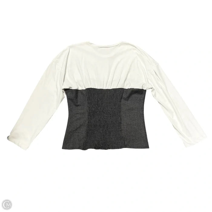 Top Long Sleeve By Maeve In Grey & White, Size: Xl