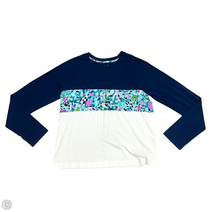 Top Long Sleeve Designer By Lilly Pulitzer In Blue & White, Size: S