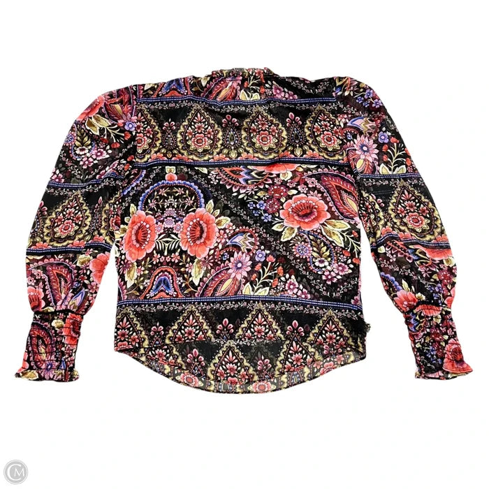 Top Long Sleeve Designer By Misa In Black & Pink, Size: Xs