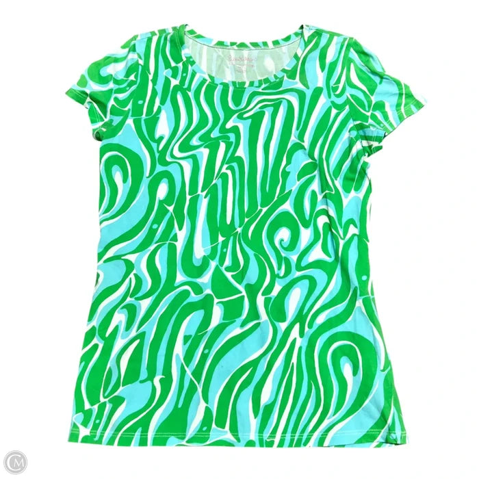 Top Short Sleeve Designer By Lilly Pulitzer In Blue & Green, Size: S