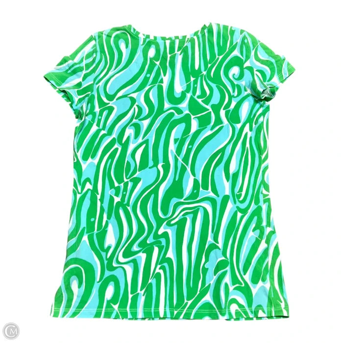 Top Short Sleeve Designer By Lilly Pulitzer In Blue & Green, Size: S