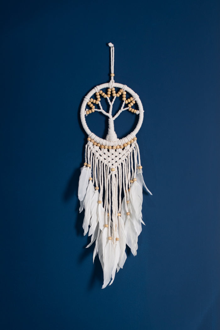 Tree of life feathered wall hanging