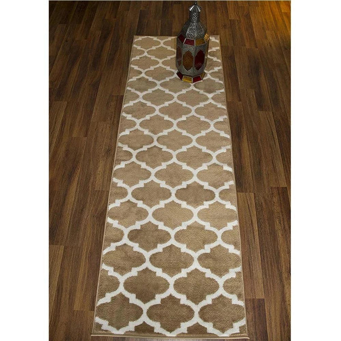 Trellisville Collection Modern Geometric Lattice Trellis Design Runner Rug - 2'3"X7' - Beige