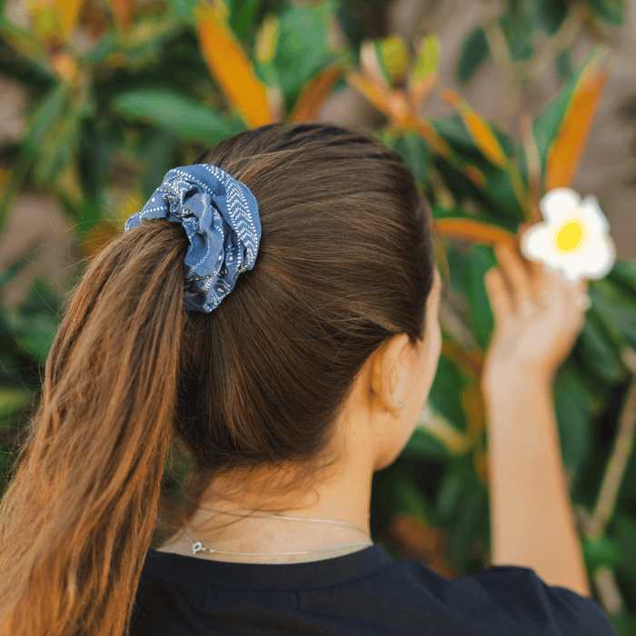 Tribal Scrunchie Pack of 3, in a ponytail