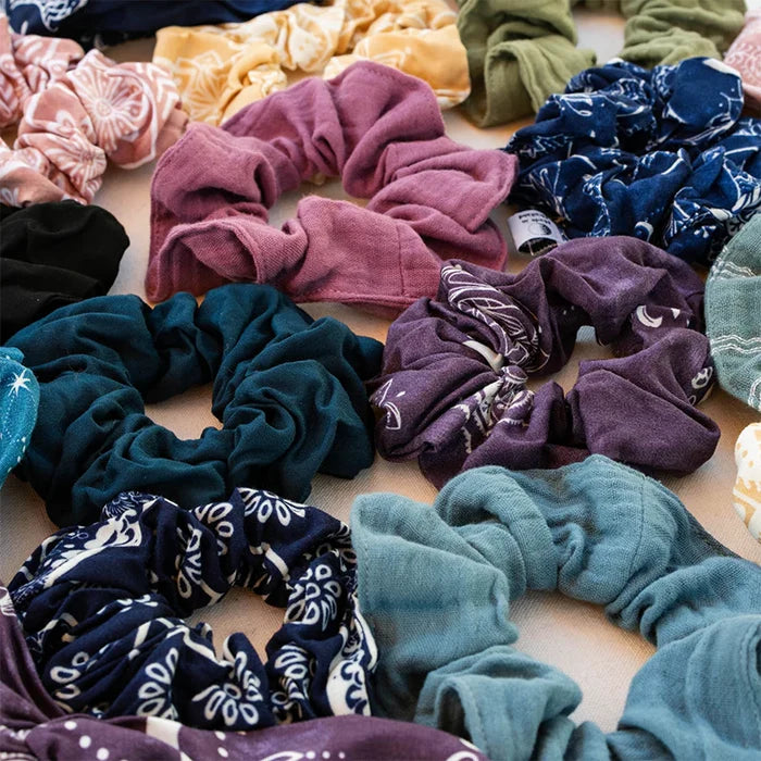 Lotus Moon Scrunchie Pack of 3, assorted color pile