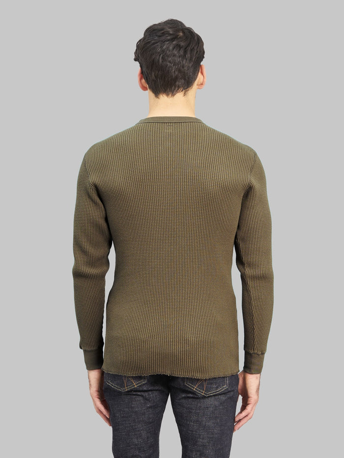 Trophy Clothing Heavy Waffle Mil Long Sleeve Tee Olive model back fit