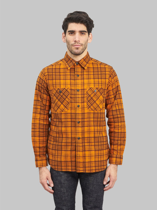 Trophy Clothing Machine Signal Check Shirt Orange model  fit